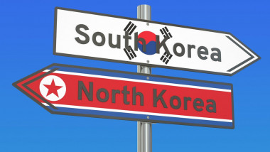 South Korea and North Korea relations concept, 3D rendering