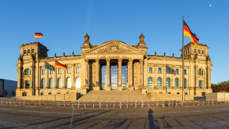 Berlin Reichstag Bundestag Parliament Government building panoramic view in Germany