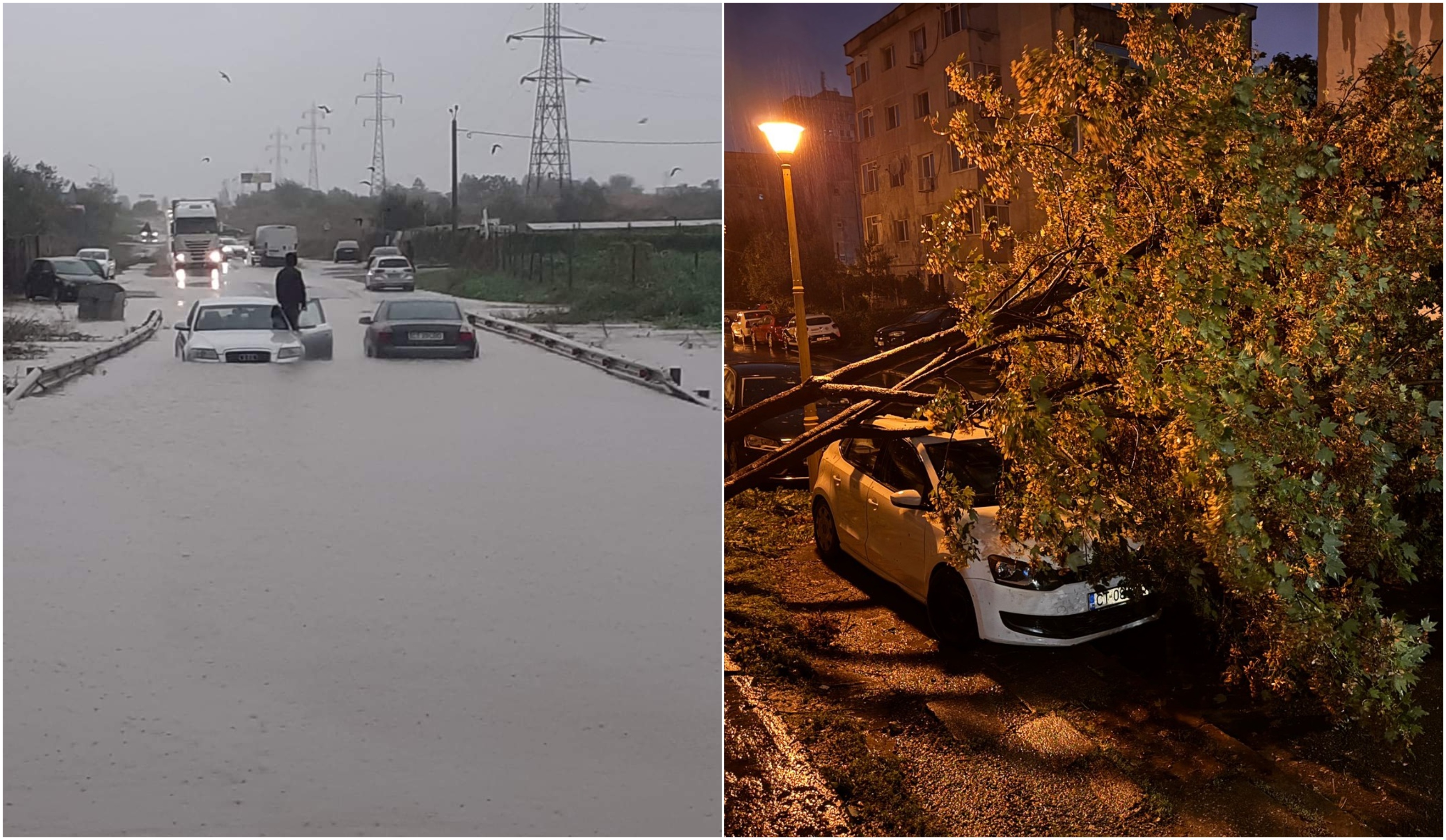 Locuinţe şi străzi inundate în Constanța, județ aflat azi-dimineață sub alertă meteo cod roșu. Urmările vijeliei