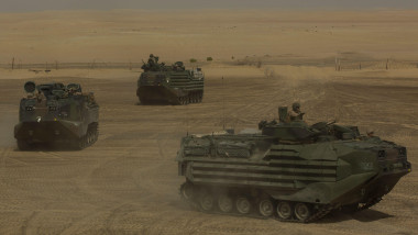 U.S. Marines operate assault amphibious vehicles (AAVP-7A1) in a convoy during exercise Native Fury 20 in the United Arab Emirates, March 18, 2020. Native Fury is an exercise designed to strengthen the U.S. military's long-standing relationship and intero