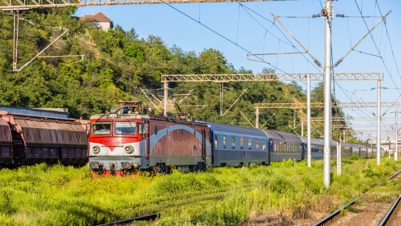 Passenger,Train,In,Sighisoara,Station,-,Romania