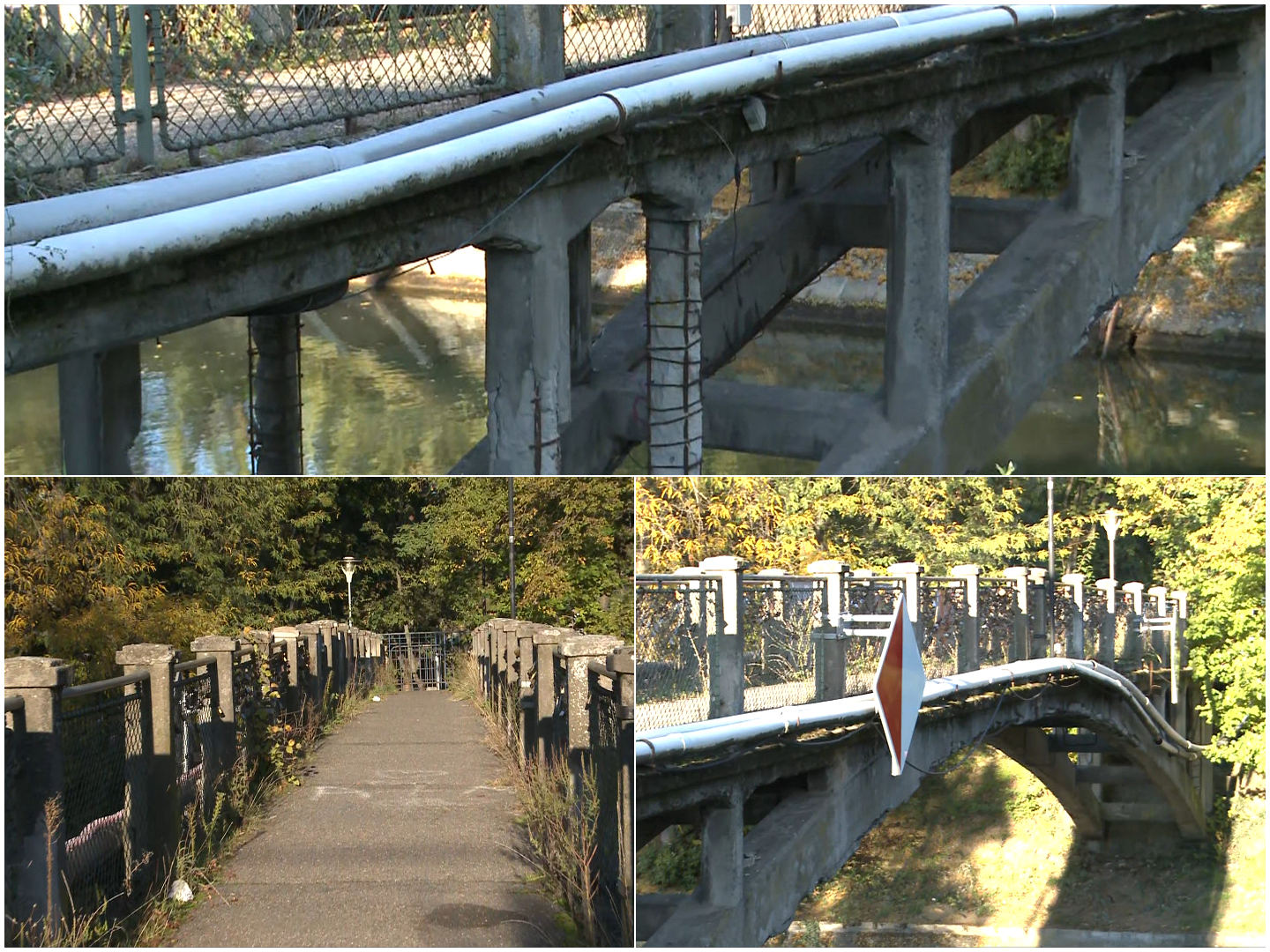 Pasarela Îndrăgostiților din Timișoara se află la un pas de prăbușire, însă este traversată zilnic de sute de oameni