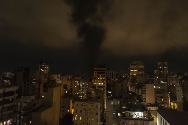 Smoke of the explosion in the city center of Beirut, Lebanon - 10 Oct 2024