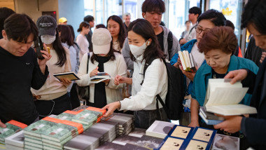 Crowds Gather at Kyobo Bookstore to Purchase Han Kang's Nobel-Winning Novels, Seoul, South Korea - 11 Oct 2024