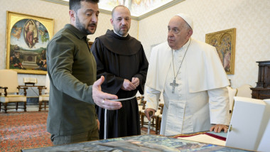 Volodimir Zelenski și Papa Francisc. la Vatican