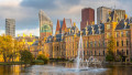 The Hague, capital of the Netherlands, the Binnenhof building, seat of the Government, Prime Minister, skyline business district