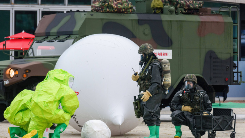 North Korea's trash balloon response drill in Goyang, north of Seoul.