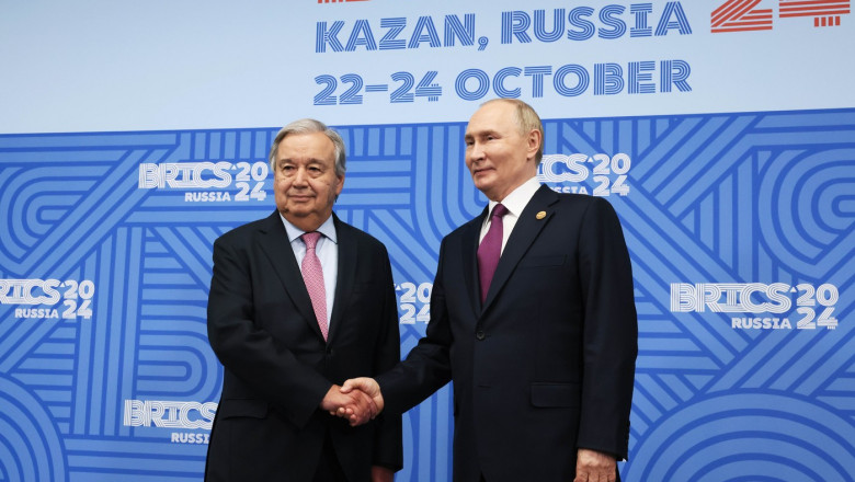 Russian President Putin Meeting with UN Secretary General Guterres at the BRICS Summit