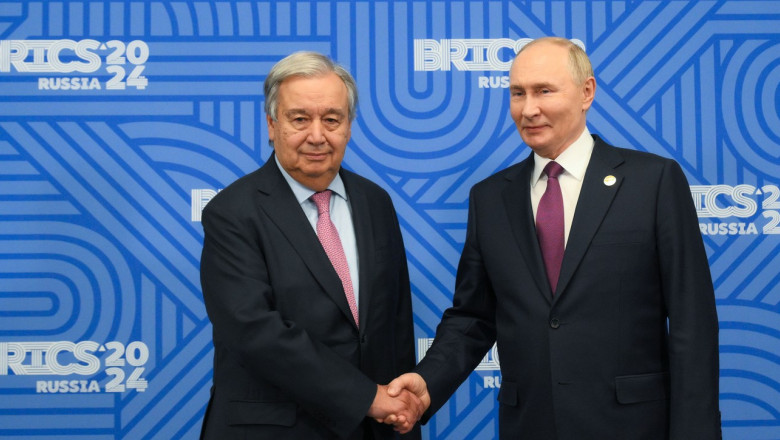 Russian President Putin Meeting with UN Secretary General Guterres at the BRICS Summit