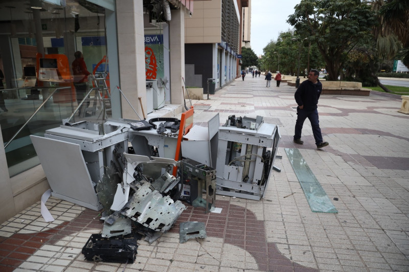 Bank robbery in Malaga Bank teller machines in downtown Malaga blown up with explosives