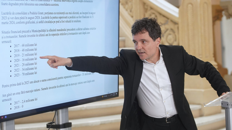 Nicusor Dan, the Mayor of Bucharest, press conference, Bucharest, Romania - 20 May 2024