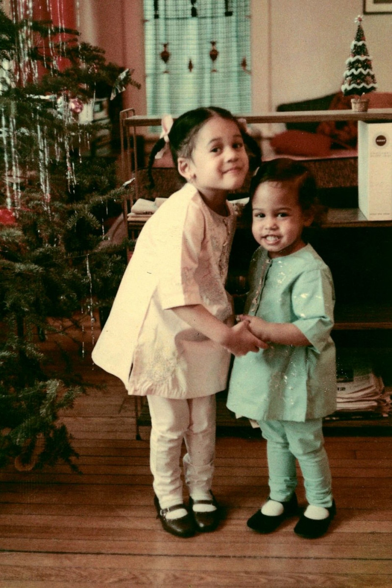 Kamala Harris with her sister, Maya, on Christmas, Dec. 25, 1968.