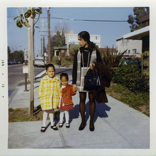 Kamala Harris with her sister, Maya and mother Shyamala, 1970.