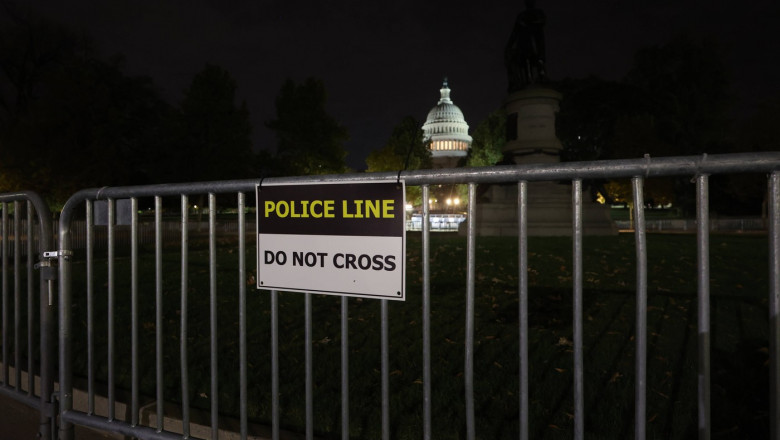 WASHINGTON, D.C. NOVEMBER 4: Final prep at the US Capitol on the eve of the 2024 Presidential Election on November 4, 20