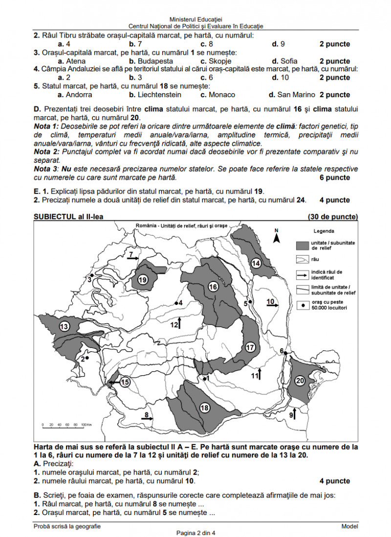 Modele de subiecte la Geografie, pag 2