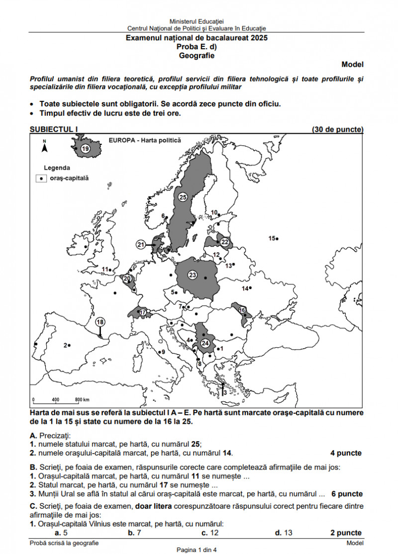 Geografie, BAC 2025