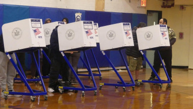 Brooklyn, NY 11220, USA. Nov 5, 2024. Polling places in heavily-Democratic districts of Brooklyn, New York, were sparsely attended and somber in their atmosphere as voters trickled in to cast ballots in the 2024 Presidential Election, for which Donald Tru