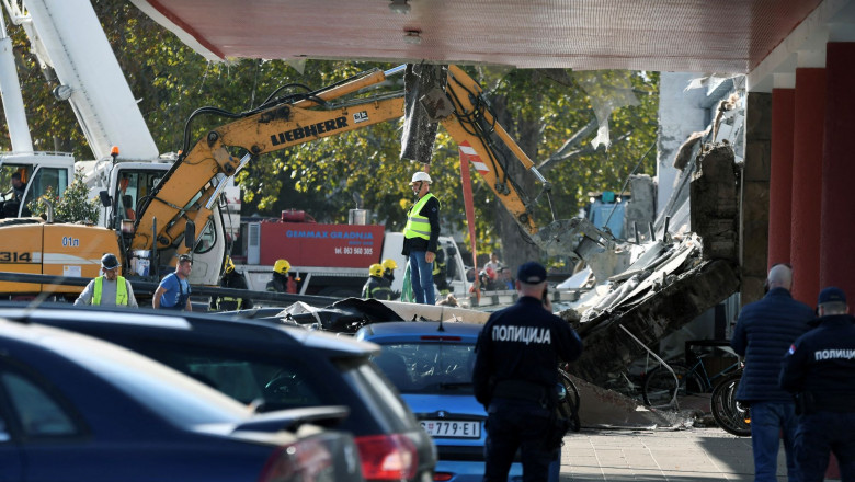 Acoperișul exterior al gării din Novi Sad s-a prăbușit / Sursă foto: Profimedia