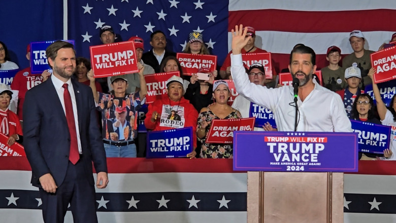 Donald Trump Jr. Takes The Stage With JD Vance At Final Las Vegas Rally Before The Election - 02 Nov 2024