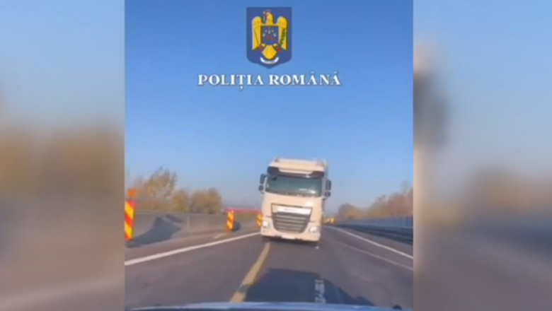 Un șofer polonez circula cu TIR-ul pe contrasens, pe A1.