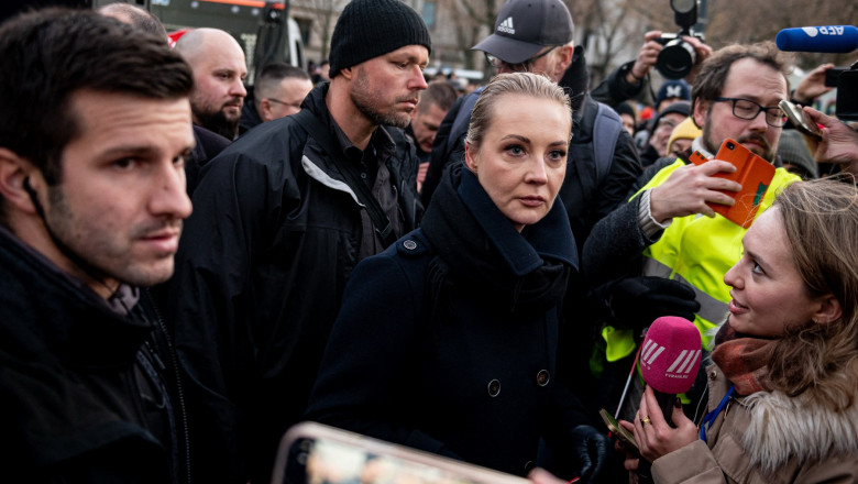 Iulia Navalnaia, în timpul marșului de la Berlin de duminică, 17 noiembrie 2024. Foto: Profimedia