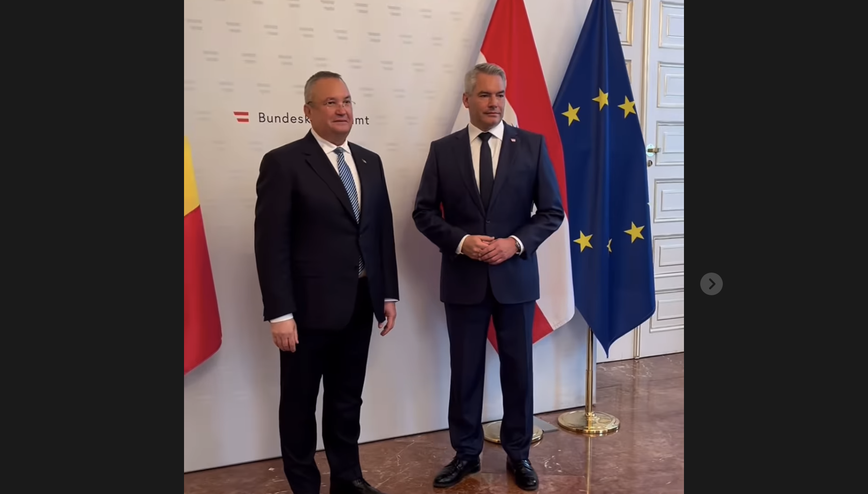 Cancelarul Karl Nehammer a postat imagini de la o întâlnire cu Nicolae Ciucă. Liderul PNL nu are anunțat nimic în programul oficial