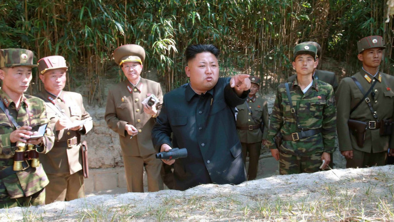 North Korea Kim Jong Seen At A Military Shell Firing Exercise Shooting