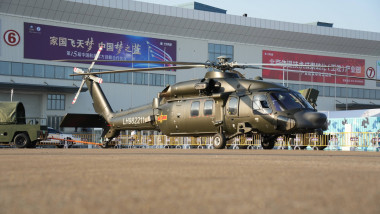 ZHUHAI, CHINA - NOVEMBER 07: China s Z-20 medium-lift utility helicopter arrives in Zhuhai ahead of the 15th China Inter