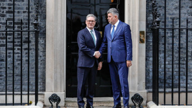 Keir Starmer welcomes Marcel Ciolacu, Prime Minister of Romania, at Downing Street, London, UK