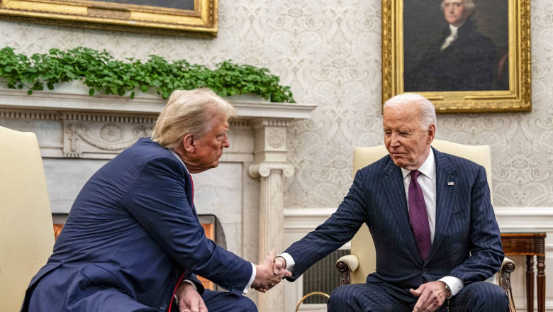 Donald Trump a fost primit de Joe Biden la Casa Albă