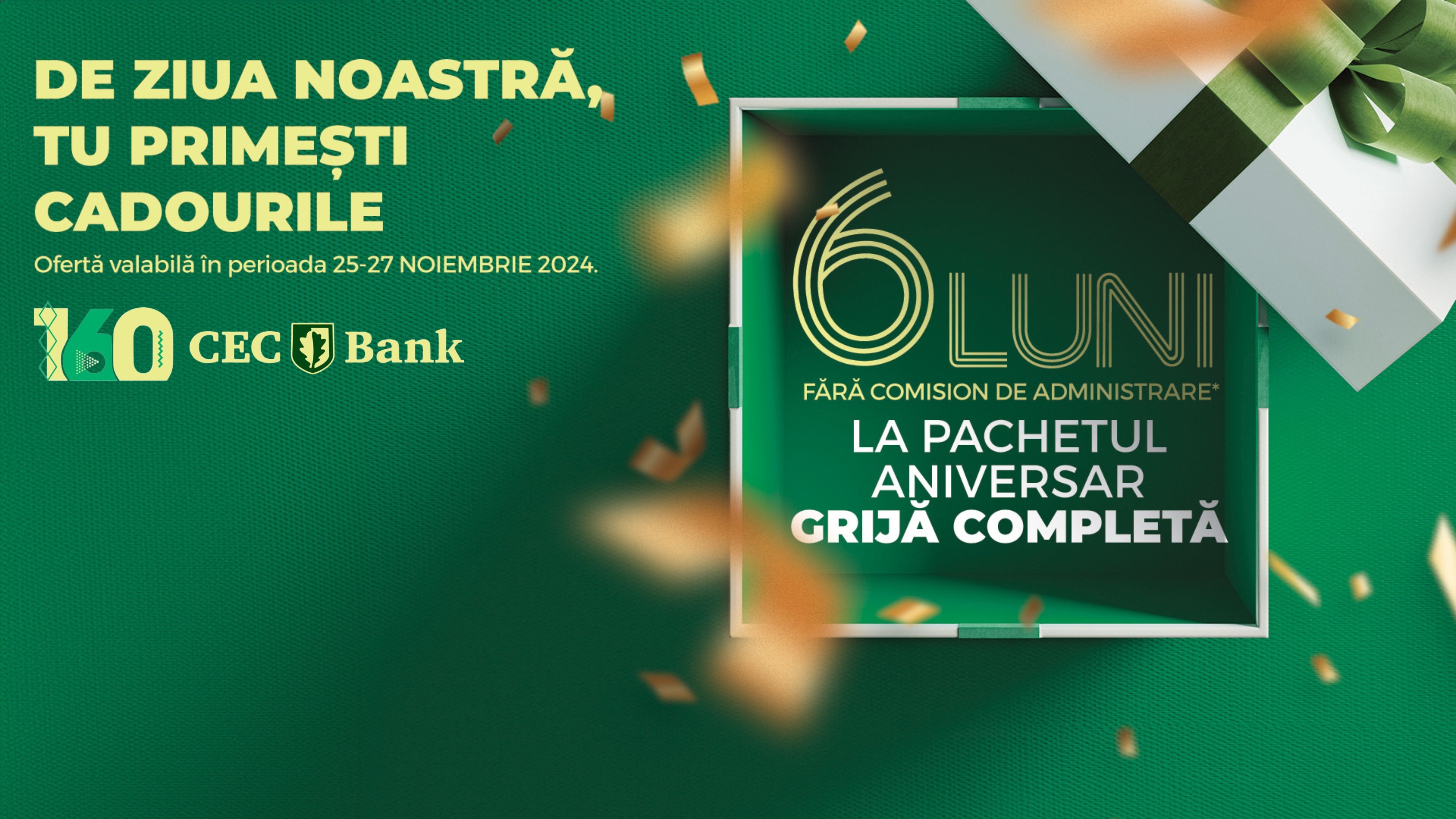 (P) CEC Bank – Comisioane de administrare ZERO pentru două pachete bancare achiziționate în 25-27 noiembrie
