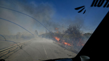 DONETSK REGION, UKRAINE - SEPTEMBER 16, 2024 - Fires burn along the road from Kurakhove to Hirnyk as a result of Russian artillery shelling, Pokrovsk district, Donetsk region, eastern Ukraine (Photo by Ukrinform/Ukrinform/Sipa USA/News Images)