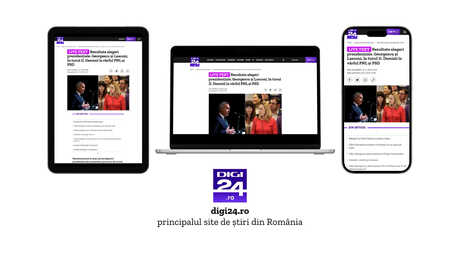 Digi24.ro, record absolut de trafic la nivel de zi, după primul tur de alegeri prezidențiale