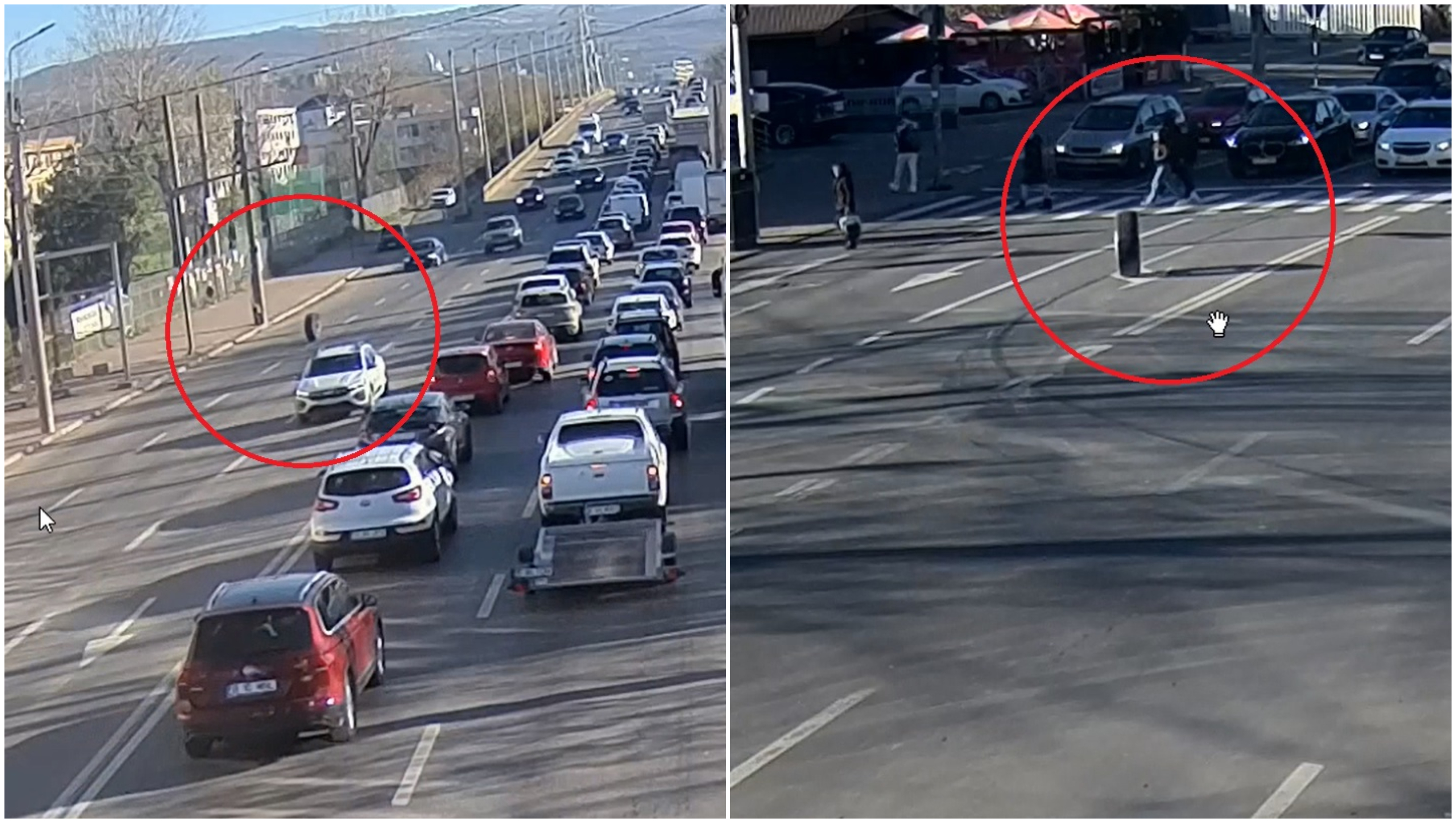 O roată în derivă a făcut slalom printre mașini, în Iași. Momentul în care aceasta e aproape să lovească în plin un grup de pietoni
