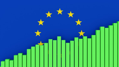 European,Union,,Rising,Bar,Chart,With,Eu,Flag.,Emerging,Economy,