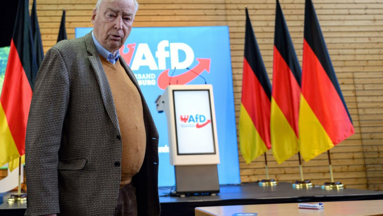 Prenzlau, Germany. 23rd Nov, 2024. Alexander Gauland, honorary chairman of the AfD and member of the Bundestag, is coming to the state party conference of the AfD Brandenburg. At the state party conference, the Brandenburg AfD wants to set the personnel c