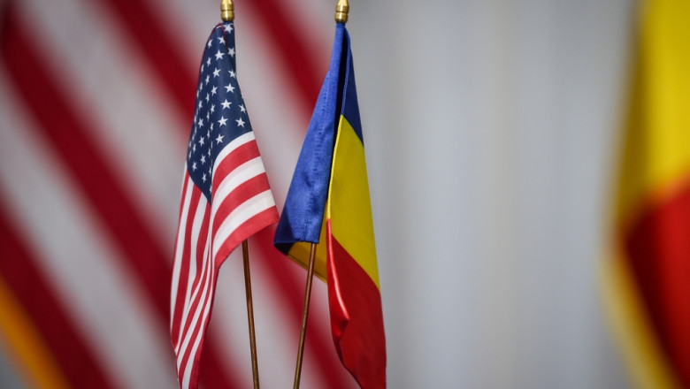 United,States,Of,America,And,Romania's,Flags,Are,Seen,During