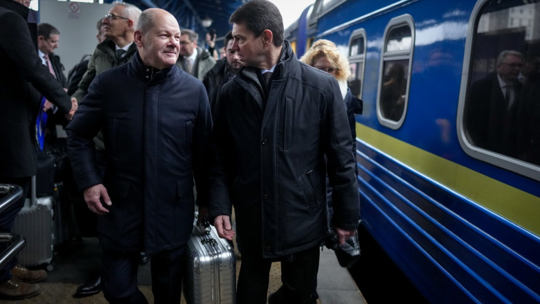 Cancelarul german Olaf Scholz a sosit luni la Kiev