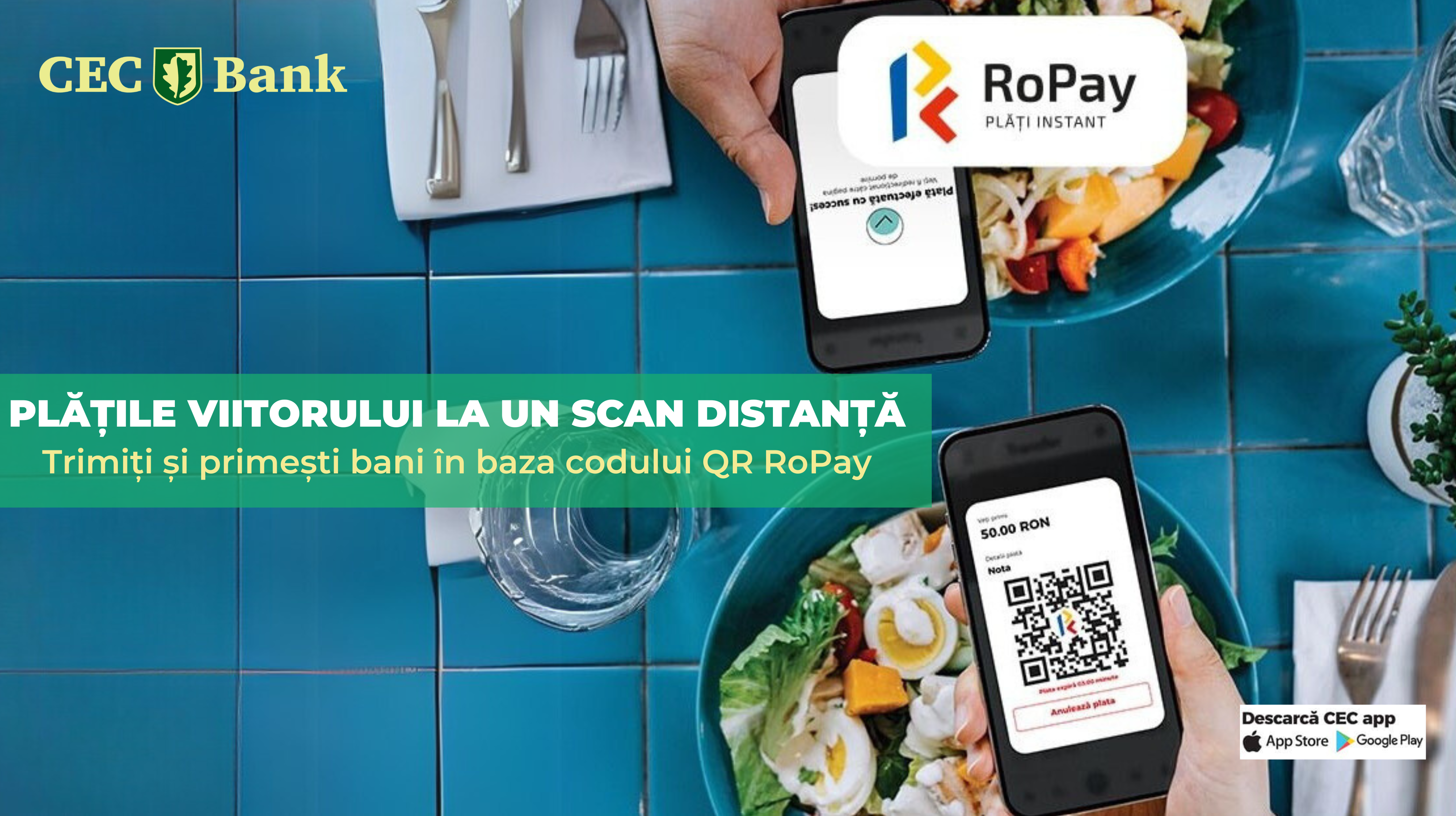 (P) CEC Bank oferă serviciul de plăți instant RoPay cu telefonul mobil prin cod QR