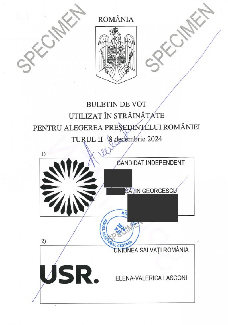 Buletin de vot pentru turul II al alegerilor prezidențiale, diaspora