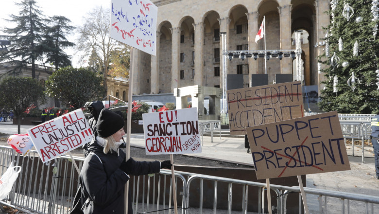 Georgians in Tbilisi protest decision to suspend EU accession talks