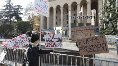 Georgians in Tbilisi protest decision to suspend EU accession talks