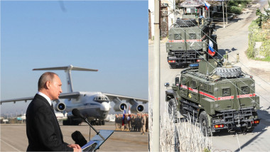 Vladimir Putin la baza militară Hmeimim din Siria / vehicule militare rusești în Siria