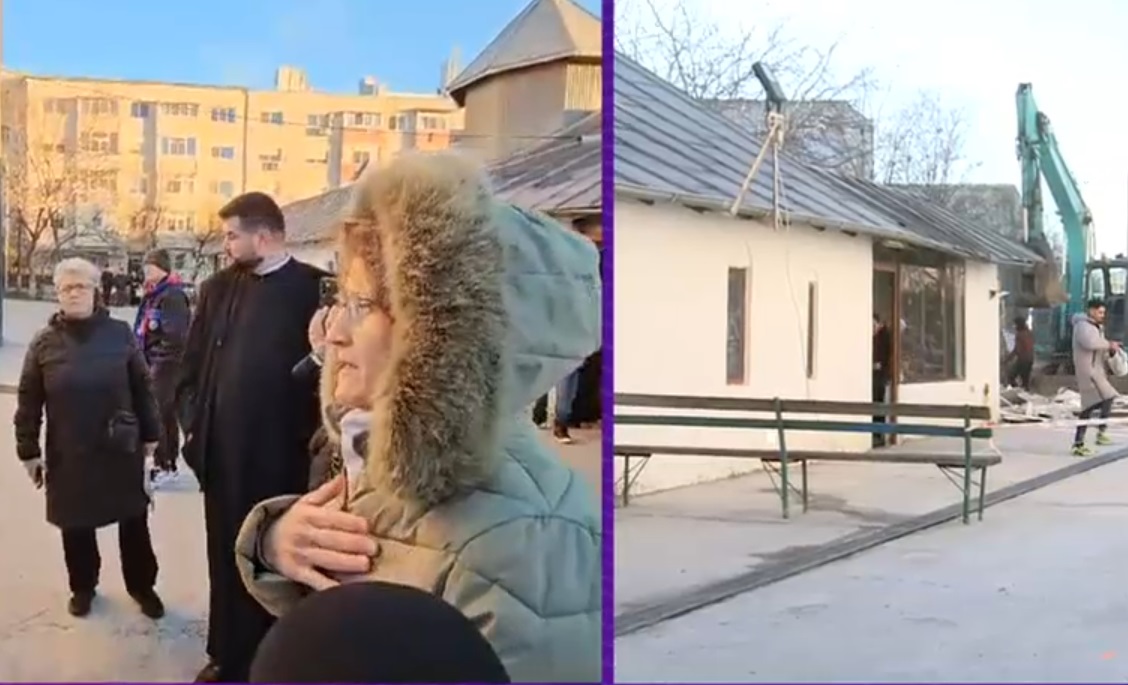 Scandal în curtea unei biserici din Constanța, după ce autoritățile au decis să demoleze niște anexe construite ilegal