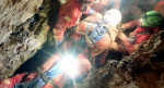 Italy, Bueno Fonteno cave near Bergamo: Rescuers at work to save Italian caver Ottavia Piano trapped 585m underground