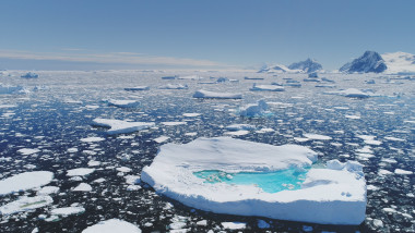 Antarctica,Melting,Blue,Water,Iceberg,Aerial,View.,Antarctic,Ocean,Environment.