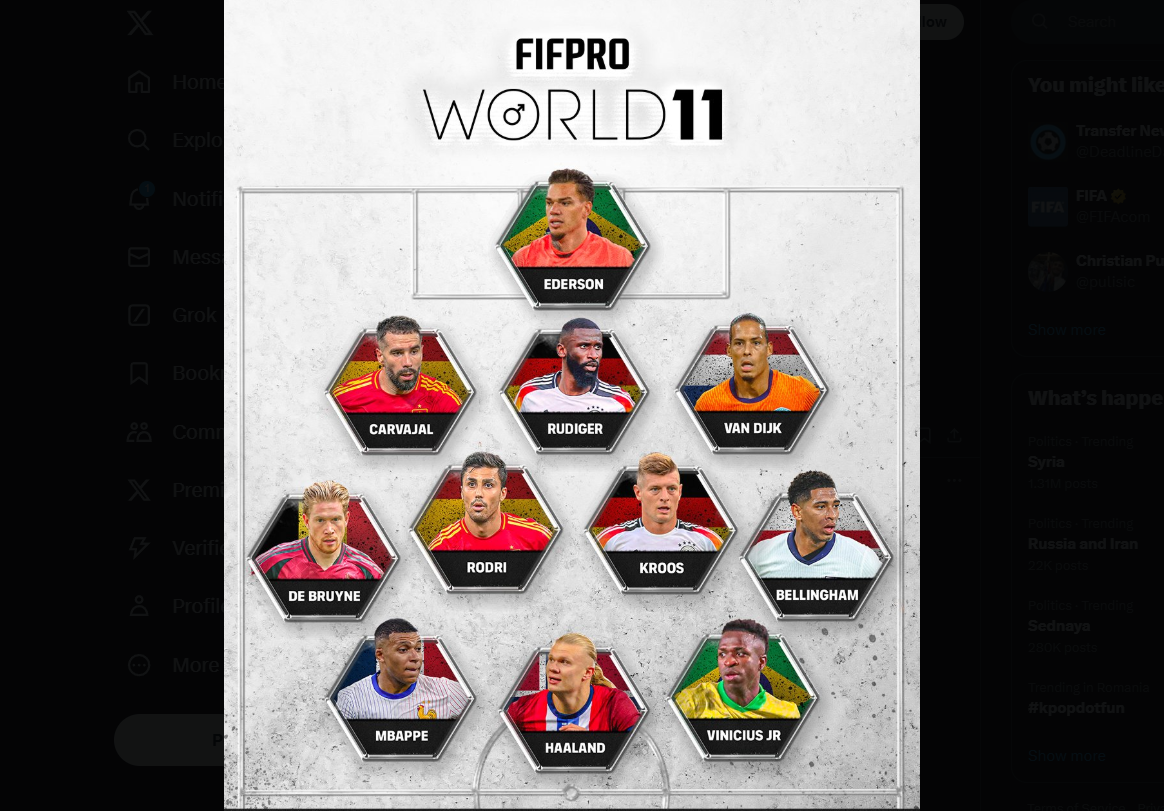 Cum arată Echipa mondială de fotbal în propunerea FIFPRO și ce jucător lipsește pentru prima dată în ultimii 20 de ani