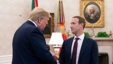 U.S. PRESIDENT DONALD TRUMP with Mark Zuckerberg in the White House Oval Office in September 2019