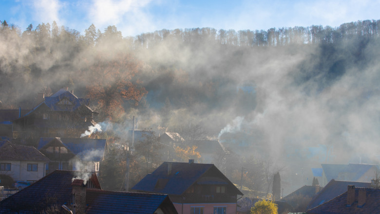 Morning,Landscape,With,Smoke,Over,The,Village