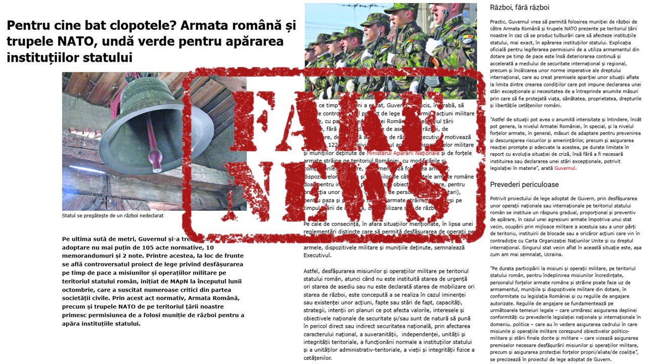 MApN atenționează în legătură cu mai multe ştiri false vizând două proiecte de lege